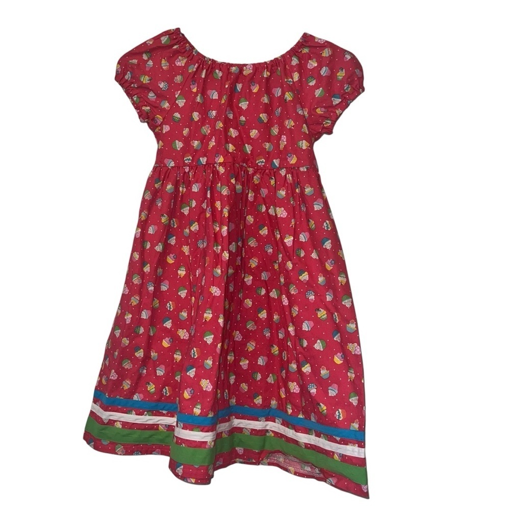 Made by Nana handmade girls cupcake birthday print dress fit *5-6*